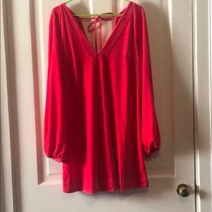 Free people velour hot pink dress